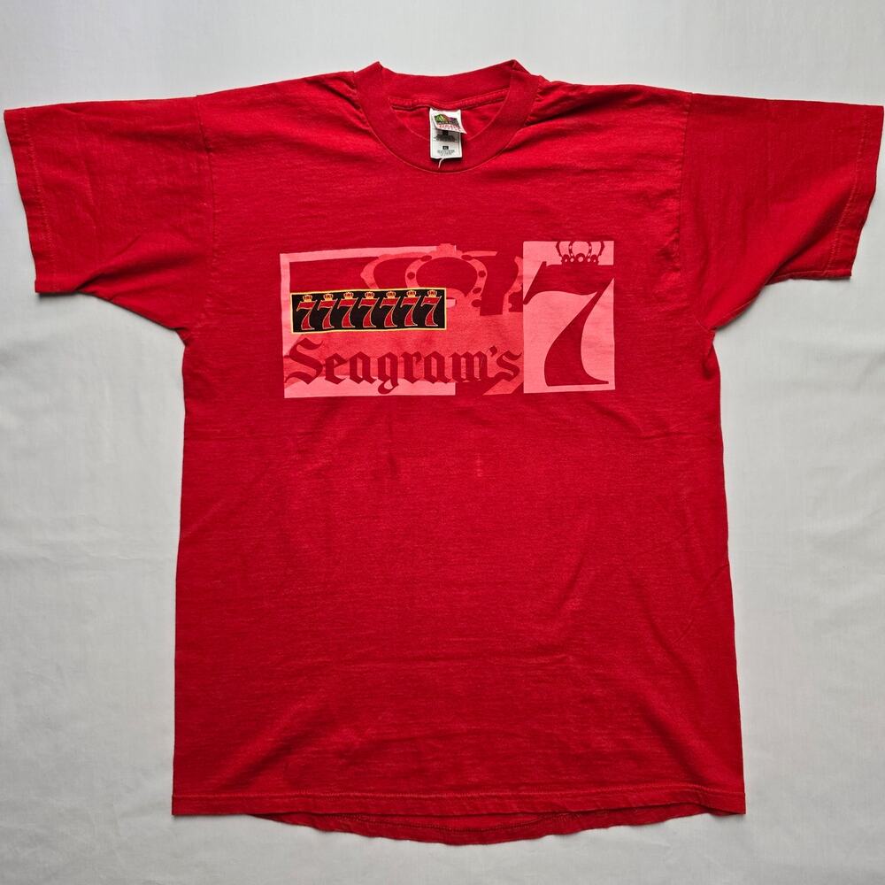 Vintage Seagrams 7 Shirt Red XL Seven Crown Whiskey Alcohol Tee